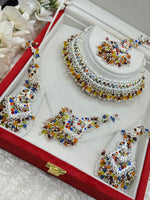 Load image into Gallery viewer, Multi Color Silver Pakistani Choker Set