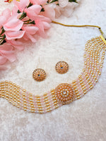 Load image into Gallery viewer, Sleek Pearl With American Diamond Choker Set
