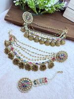 Load image into Gallery viewer, Kavya Bahubali Trending Style with Tikka Indian Earring Set