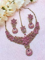 Load image into Gallery viewer, Pink Rhinestone Necklace Set
