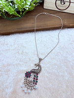 Load image into Gallery viewer, Peacock Insparied Necklace In Silver