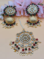 Load image into Gallery viewer, Crystal Kundan Jhumki Tikka Set