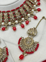 Load image into Gallery viewer, फ़िरोज़ा हरा सिल्वर पोल्की चोकर सेट