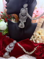 Load image into Gallery viewer, Mahami Oxidised silver jhumki with detectable Sahara