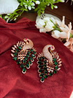 Load image into Gallery viewer, Peacock American Diamond RoseGold Oversized Stud