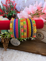 Load image into Gallery viewer, Colourful Flower Multicolor Metal Bangles