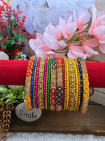 Load image into Gallery viewer, Multicolour Gold Metal Bangles