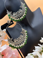 Load image into Gallery viewer, chandbali Oxidised Oversized Peacock Earrings