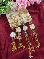 Load image into Gallery viewer, Kashmiri Adjustable size kundan Watches with Hanging bells