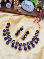Load image into Gallery viewer, Ranisha Purple Pearl Drop Necklace Set