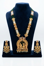 Load image into Gallery viewer, Rajwadi Antique gold doli Barat long Necklace with earrings