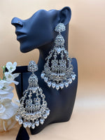 Load image into Gallery viewer, Jhummar Long Kundan Chandbali Earrings