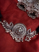 Load image into Gallery viewer, Peacock Oxidised Choker with jhumki