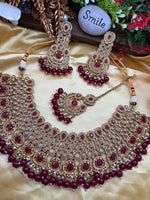 Load image into Gallery viewer, मैरून दुल्हन पोल्की भारतीय हार सेट