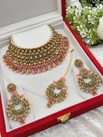 Load image into Gallery viewer, Disha Antique Gold Baby Pink Choket Set