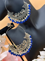 Load image into Gallery viewer, chandbali Oxidised Oversized Peacock Earrings
