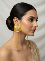 Load image into Gallery viewer, High quality Kashmiri Brass Gold plated kundan Meenakari Earrings