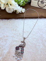 Load image into Gallery viewer, Peacock Insparied Necklace In Silver
