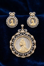 Load image into Gallery viewer, AD Gold Platted oversized Victorian Pendant and Earring set