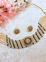 Load image into Gallery viewer, Sleek Pearl With American Diamond Choker Set