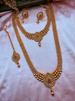 Load image into Gallery viewer, Maruti High Quality Antique Gold Polish long Mala Indian Choker set