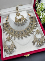 Load image into Gallery viewer, Deepika Grey Beauty Polki Choker Set