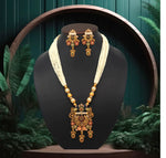 Load image into Gallery viewer, Rajwadi antique Gold matte Multi Color Matte Gold Temple Necklace Set