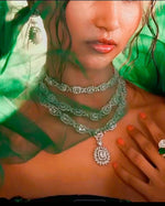 Load image into Gallery viewer, Simrat Silver Ruby Ad Necklace Earring Set