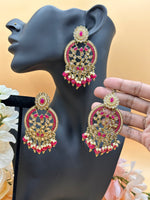 Load image into Gallery viewer, गुनीत पिंक पोल्की टिक्का इयररिंग सेट