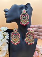 Load image into Gallery viewer, गुनीत पिंक पोल्की टिक्का इयररिंग सेट
