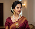 Load image into Gallery viewer, Rani pink Color Matte Rajwadi Gold Necklace Set