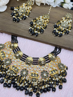 Load image into Gallery viewer, डॉली ब्लैक कुंदन मीनाकारी नेकलेस सेट