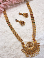 Load image into Gallery viewer, Satrangi Temple( Jewerly) Mala With Earrings antique Gold Polish