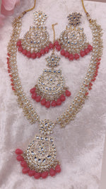 Load image into Gallery viewer, Peach Kundan mala set