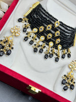 Load image into Gallery viewer, काली काला बारह परत भारतीय कुंदन चोकर सेट