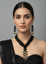 Load image into Gallery viewer, Black Necklace with Earring
