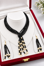 Load image into Gallery viewer, Black Necklace with Earring