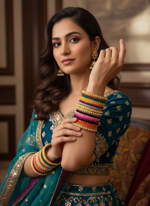 Load image into Gallery viewer, Multicolor velvet bangles with pearls
