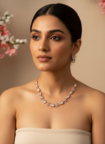 Load image into Gallery viewer, Melissa American Diamond RoseGold Set with Adjustable size String or chain