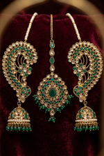 Load image into Gallery viewer, Ranchi Polki Tikka With Cuff Earrings Set