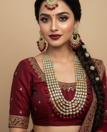Load image into Gallery viewer, Red Kundan Long Necklace Set (Mala)