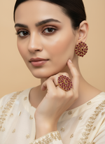 Load image into Gallery viewer, गुलाबी अंगूठी बाली सेट