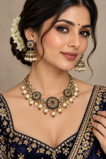 Load image into Gallery viewer, झुमकी के साथ छोटी लड़कियों का पोल्की भारतीय हार