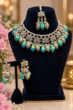 Load image into Gallery viewer, Sea Green With Grey Necklace Set