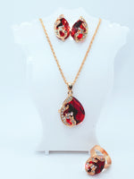 Load image into Gallery viewer, Black Red Gold and rhinestone studded Necklace Set