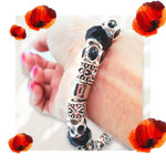 Load image into Gallery viewer, Black Metal Rhinestone Charm Bracelet - Affinity Giya