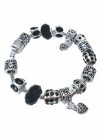 Load image into Gallery viewer, Black Metal Rhinestone Charm Bracelet - Affinity Giya