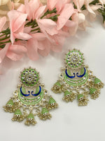 Load image into Gallery viewer, Radha Kundan Meenakari Peacock Earrings