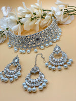 Load image into Gallery viewer, Silver Kundan Choker Set