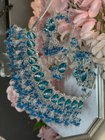 Load image into Gallery viewer, Sinu Rhinestone Blue Choker Set
